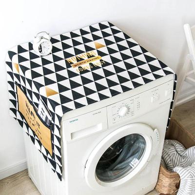 简约北欧防水防晒冰箱罩滚筒洗衣机床头柜盖布布艺防尘罩多用盖巾