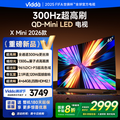 X Mini 2026款 海信电视 65英寸 超高刷QD-Mini LED 以旧换新家电国家补贴液晶AI电视65VX3Q