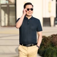 中年男士短袖polo衫T恤 百搭休闲薄款简约翻领T恤爸爸装