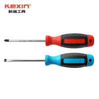 科信(kexin)双色橡胶柄一字螺丝批 磁性一字螺丝刀 起子改锥 5*75mm KX30575 5支/件 1件
