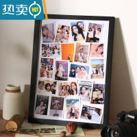 敬平相框diy手工纪念册拍立得相册画框架装裱挂墙情侣洗照片定制实木 E款黑色[松木款] 8开挂墙[可放38.2*26.6