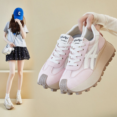 ins韩版新款老爹鞋女2025夏季休闲网面透气增高