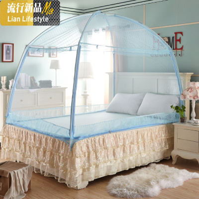 蚊帐蒙古包三开有底双人学生1.2米/1.35/1.5/1.8m床/2米2.2家用 三维工匠