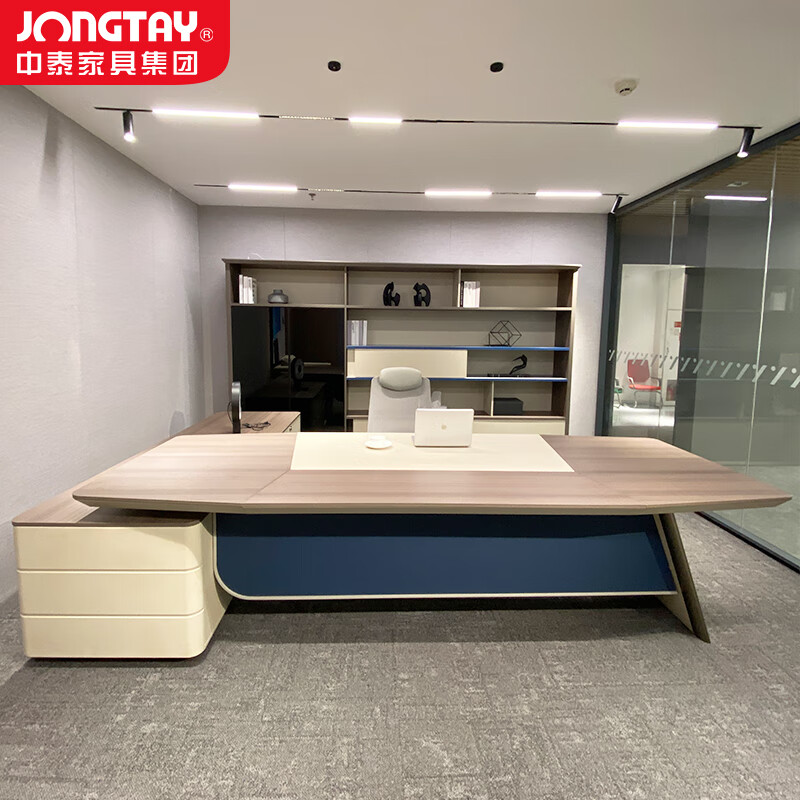中泰(jongtay)老板桌总裁桌商务大班台简约现代领导办公桌工作台办公家具2.8米 J-AT-BA28R