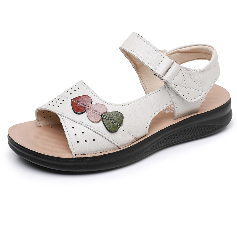 新款真皮女式凉鞋软底百搭凉鞋中老年妈妈凉拖_83