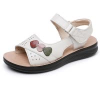 新款真皮女式凉鞋软底百搭凉鞋中老年妈妈凉拖