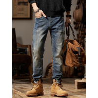 trousers牛仔裤男款时尚简约版型男裤春秋新款印花休闲直筒裤男