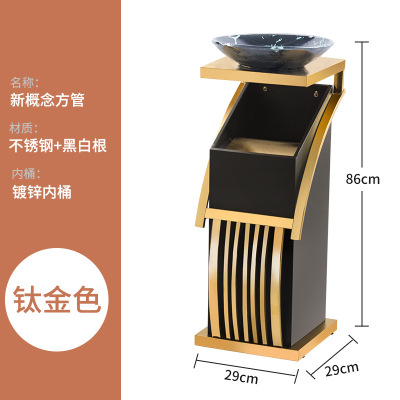 酒店大堂立式不锈钢大厅用电梯口走廊灭烟桶 方管钛金色