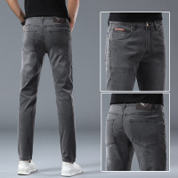 高品质男士修身牛仔裤新款摩登灰高奢商务休闲百搭小直筒裤潮牌