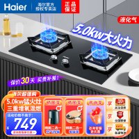 海尔(Haier)燃气灶液化气灶双眼灶瞬燃点火智能熄火保护5.0KW大火力一级能效三重增氧混燃台嵌两用 Q2BE53