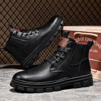 男士马丁靴秋季新款高帮厚底增高男士户外工装靴复古运动休闲男靴