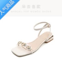 SUNTEK凉鞋女款夏季中跟2023年新款仙女风粗跟气质小众高跟方头罗马鞋