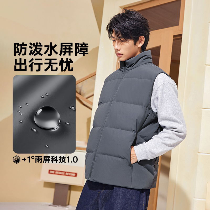 361°雨屏羽绒马甲男装冬季新款防泼水羽绒马甲保暖立领外套男