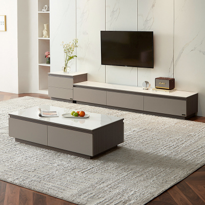 全友家居 岩板茶几电视柜组合客厅小户型家具现代极简风