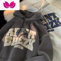 七斓连帽卫衣男2023新款春季美式复古hiphop印花宽松休闲外套