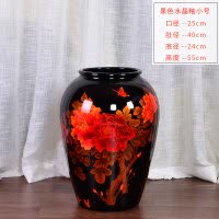 景德镇陶瓷落地大花瓶摆件客厅插花干花现代简约大号玄关装饰欧式 三维工匠 黑色水晶釉三件套