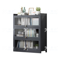 臻远ZY4100910 书架置物架落地简易家用书柜带门防尘储物柜 四层70灰色