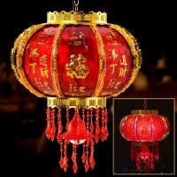 苏宁放心购 新年大红灯笼挂饰中式阳台灯笼灯吊灯结婚喜庆360度自动旋转LED灯笼 60#