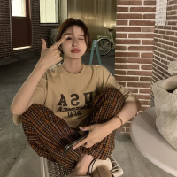 街头风大码短袖T恤女夏季情侣装宽松韩版休闲打底衫上衣