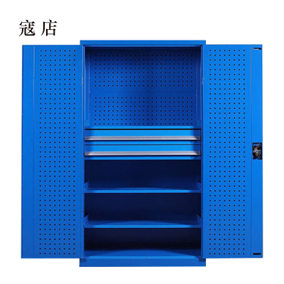 寇店办公柜工具柜加厚铁皮储物柜工厂车间用带抽屉汽修多功能收纳柜通门内二抽柜蓝色