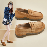 英伦风乐福鞋20266年春季新款圆头一脚蹬小皮鞋复古休闲增高