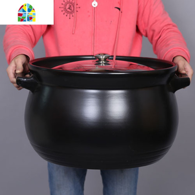 大砂锅 超大10升沙锅炖锅 陶瓷明火可高温特大号煲汤煲超大容量 FENGHOU 10升黑色砂锅 (非主图款)