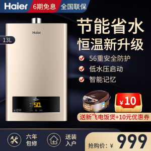 海尔(Haier)燃气热水器家用13升热水器速热天然气强排式变频恒温56重安防 家电 JSQ25-13ZDS(12T)