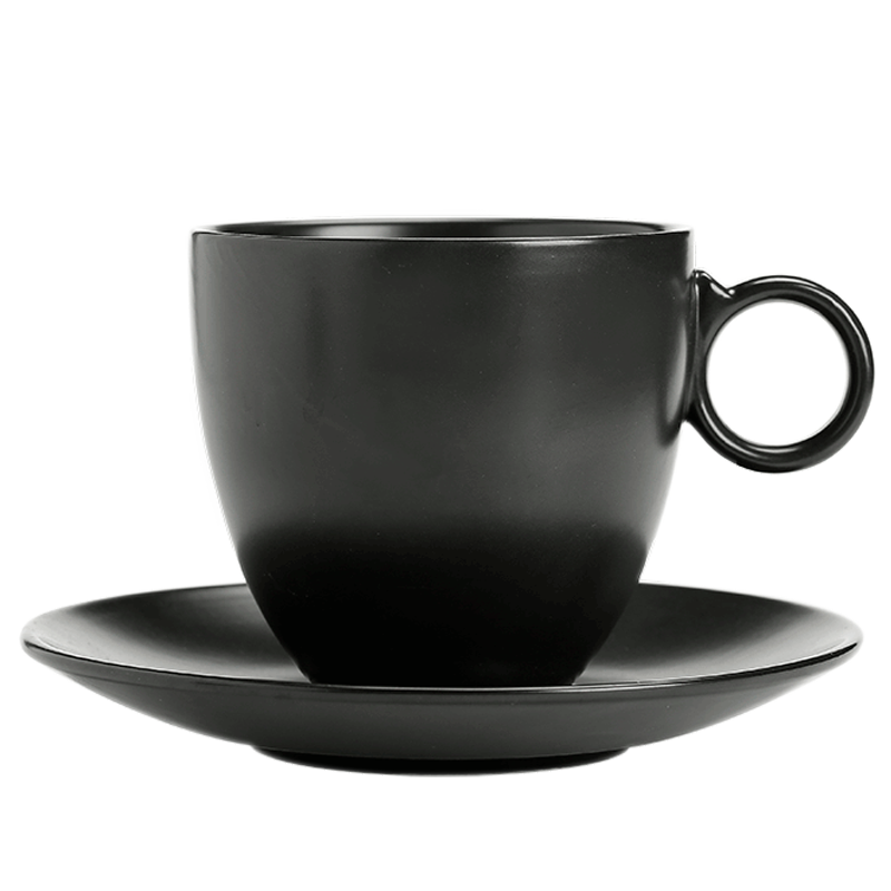 苏氏陶瓷 SUSHI CERAMICS欧式复古咖啡杯简约黑色釉陶瓷杯碟套装