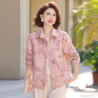 气质休闲中年外套女40岁时尚印花中老年妈妈装气质衣服50岁显瘦装
