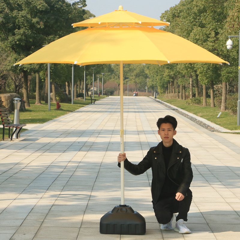 家柏饰(CORATED)户外遮阳伞大太阳伞庭院折叠大中柱伞户外雨伞沙滩伞广告伞摆摊伞 2.7米黄色双层(不可转向)