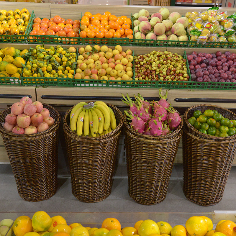 超市水果筐藤编摆放展示筐柳编篮收纳框阿斯卡利(ascari)水果店堆头篮