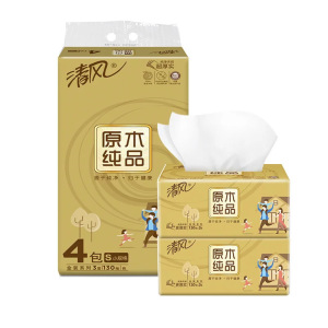 清风金装抽纸130抽*4包/提餐巾纸供应 1提：4包