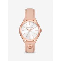 Michael Kors手表女士纤巧玫瑰金皮质表欧美简约时尚防水石英腕表