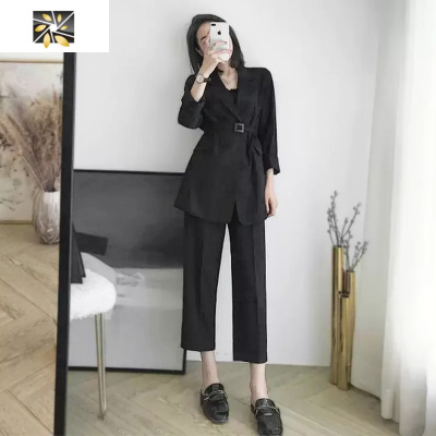 暖青汇春装小西装外套女韩版赫本风英伦风女气质御姐职业西服两件套装套装