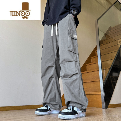 YANXU工装休闲裤男2023夏季薄款休闲宽松直筒机能冲锋裤冰丝速干长裤子