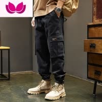 七斓春季美式复古工装裤子男士休闲男裤2023新款大码哈伦工装裤男