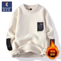 啄木鸟毛衣男士2024新款针织衫韩版宽松加厚加绒保暖衣圆领打底衫