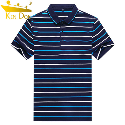 金盾KINDON2021年夏季新款商务休闲男士Polo衫棉质薄款中青年翻领高弹短袖POLO衫时尚潮款条纹短袖T恤男装