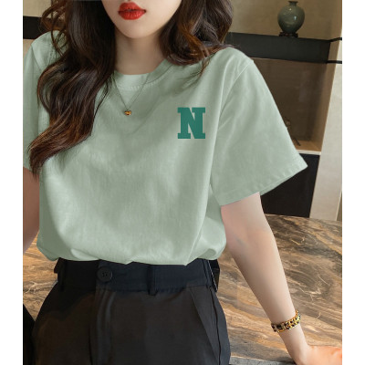[1折价26.9元,叠加优惠券]短袖T恤女夏季新款圆领学院风简约字母小众韩系百搭