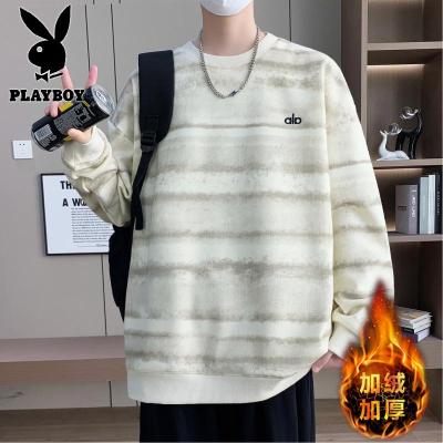 花花公子新款高品质复合奥利绒加绒加厚卫衣男青少年保暖冬季T恤打底衫
