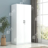 居将 阳台柜单门衣柜钢制储物柜铁皮柜 白色双门文件衣柜800mm宽