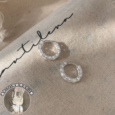 纯银镂空花朵耳环女小众设计感轻奢气质耳扣养耳洞百搭银饰潮送女朋友老婆情人节七夕生日礼物