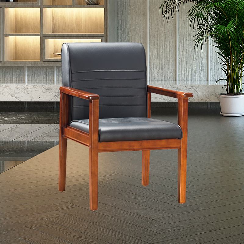 优百丽 SH-305 橡胶木椅 办公家具 办公椅 皮艺老板椅 实木四脚椅 电脑椅会议椅 皮料色彩可定制