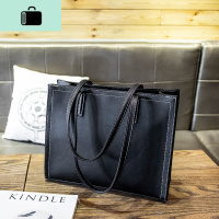 上班族包包女职业OL工作上班通勤时尚公文大包女士大容量大气皮质NEW LAKE 黑色女士单肩包