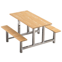 东升顺学校食堂不锈钢餐桌椅4人6人8人位员工饭堂连体快餐桌椅组合4人位防火板