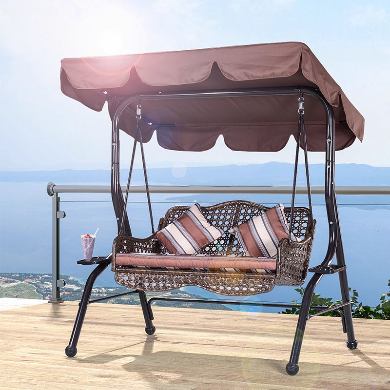紫叶户外秋千摇椅庭院阳台吊椅室外荡秋千铁艺花园双人家用秋千椅