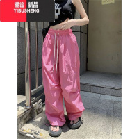 YIBUSHENG美式辣妹风休闲裤女多巴胺彩色宽松阔腿长裤2023速干直筒裤子