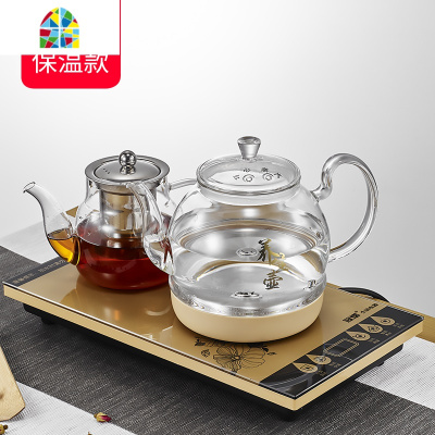 全自动底部上水壶电热烧水壶套装玻璃抽水加水泡茶具器电磁炉专用 FENGHOU 保温款+茶具