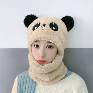 冬季儿童套头帽户外保暖围脖连帽卡通婴儿帽子骑车防风防寒帽