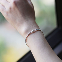 银饰手链女时尚圆珠简约925纯银手链女个性清新转运珠手链女简约送女朋友老婆情人节七夕生日礼物